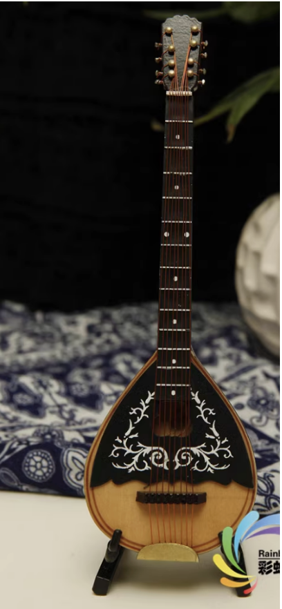 1:6 China Ethnic Instrument Mandolin \ Banjo for 1/6 Scale Doll / Art / Decoration