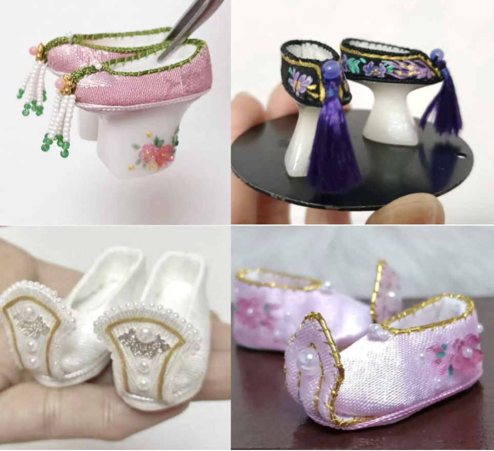 1:6 Chinese Qing Dynasty Flower Pot Shoes for 1/6 Scale Doll / Art / Decoration