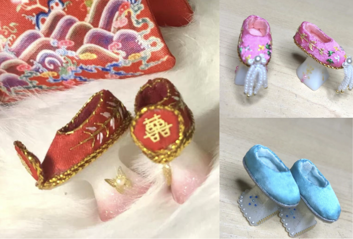 1:6 Chinese Qing Dynasty Flowerpot Shoes for 1/6 Scale Doll / Art / Decoration